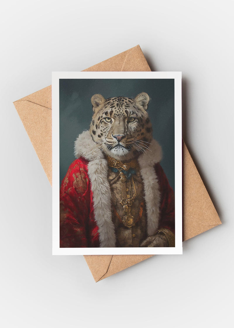 Snow Leopard 1 A6 Christmas Greetings Card