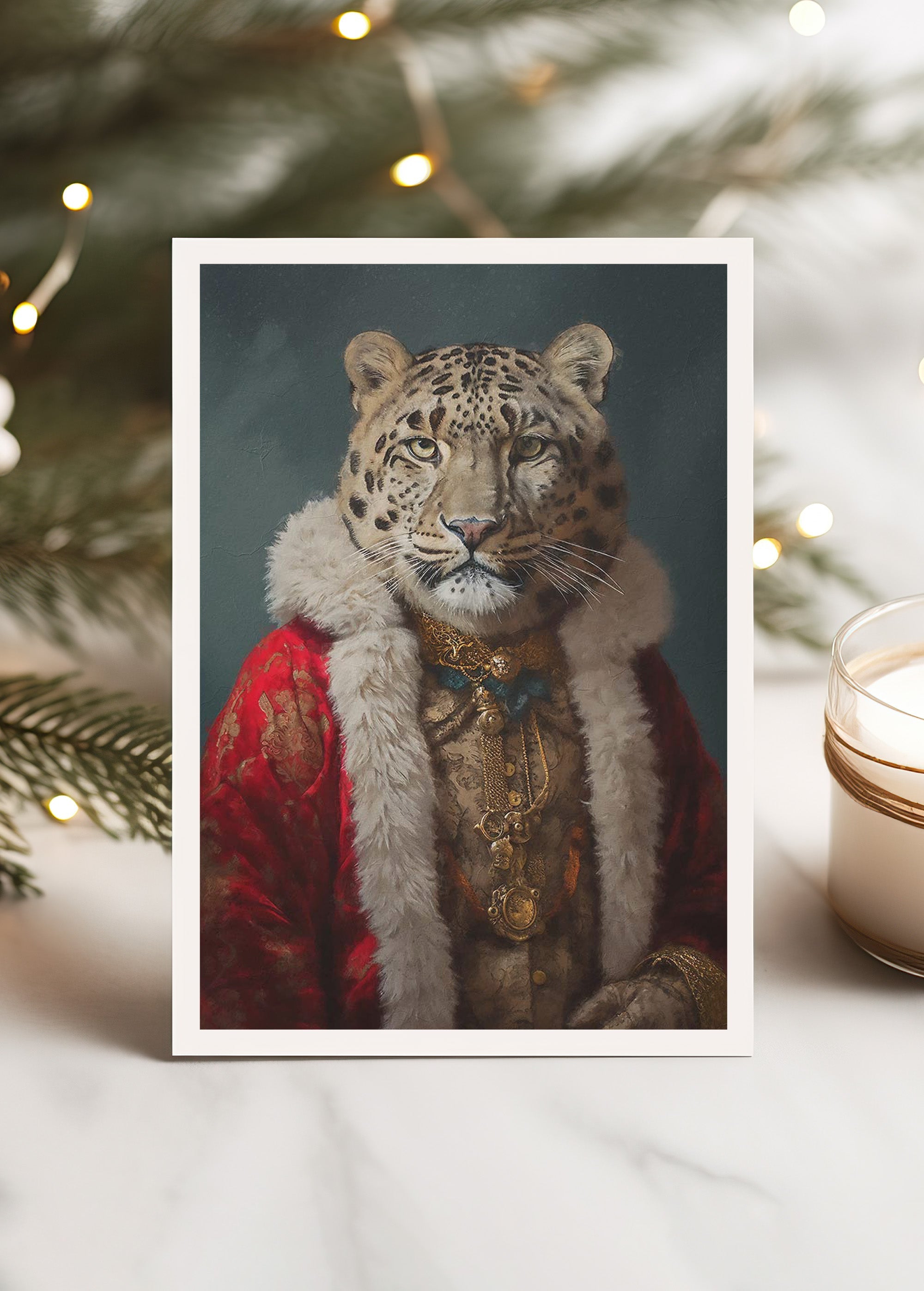 Snow Leopard 1 A6 Christmas Greetings Card