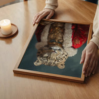 Christmas Snow Leopard Animal Portrait Print