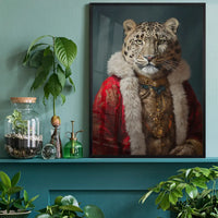 Christmas Snow Leopard Animal Portrait Print
