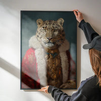 Christmas Snow Leopard Animal Portrait Print