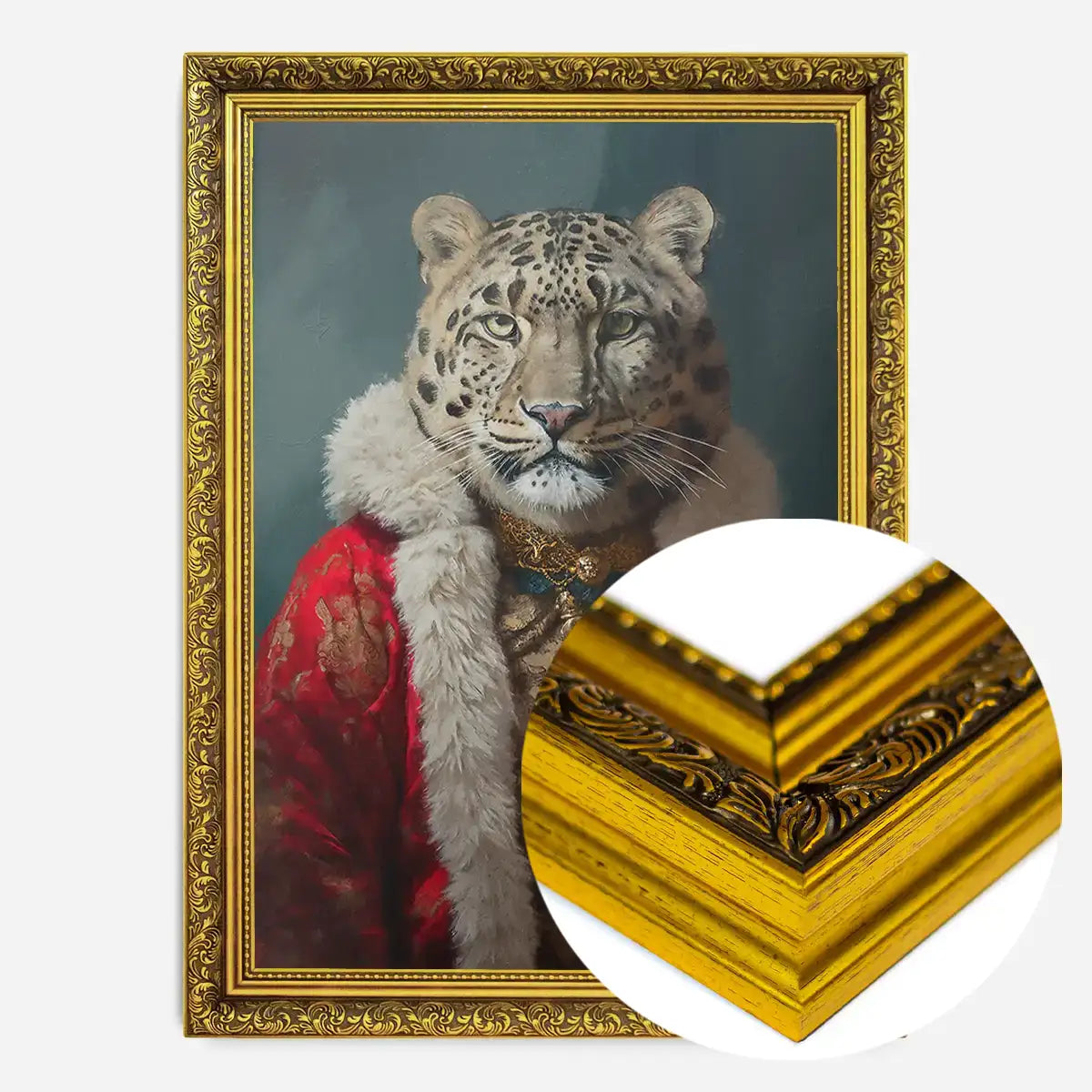 Christmas Snow Leopard Animal Portrait Print