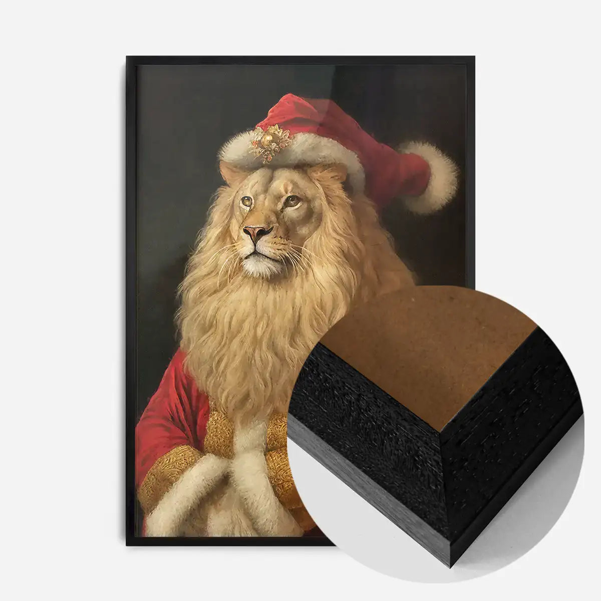 Christmas Lion Animal Portrait Print