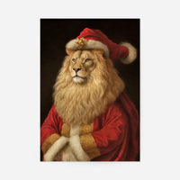 Christmas Lion Animal Portrait Print