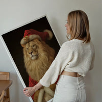 Christmas Lion Animal Portrait Print