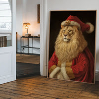 Christmas Lion Animal Portrait Print