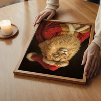 Christmas Lion Animal Portrait Print