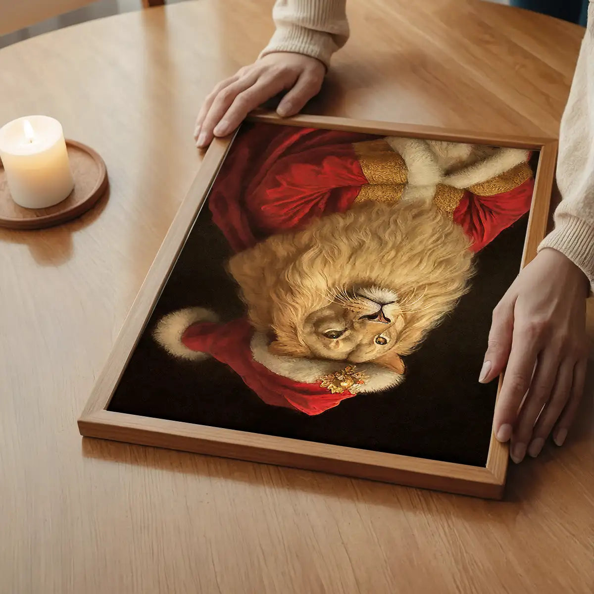 Christmas Lion Animal Portrait Print