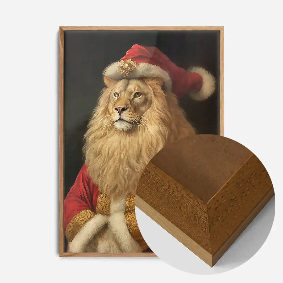 Christmas Lion Animal Portrait Print