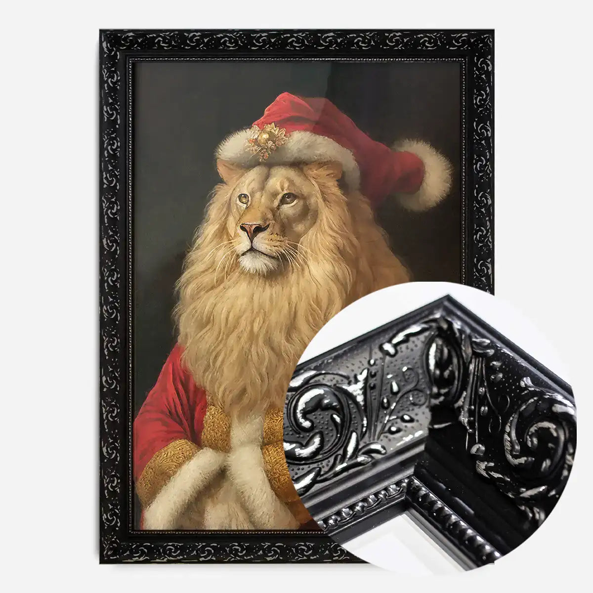 Christmas Lion Animal Portrait Print