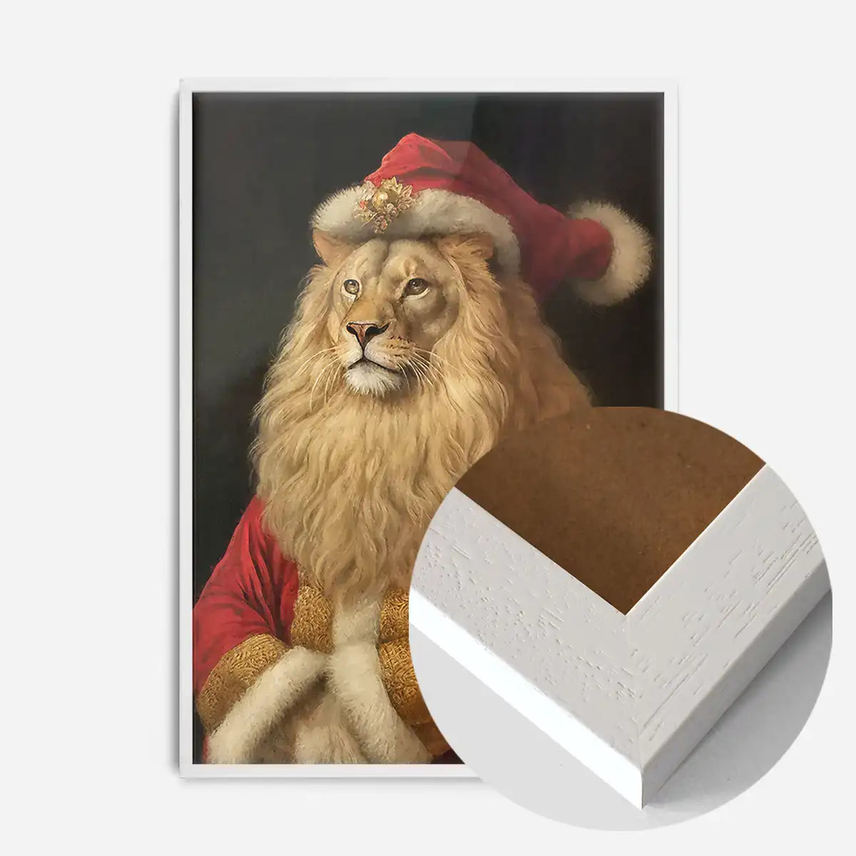 Christmas Lion Animal Portrait Print