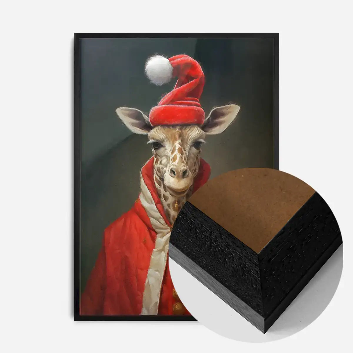 Christmas Giraffe Animal Portrait Print