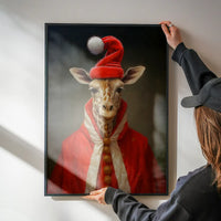 Christmas Giraffe Animal Portrait Print
