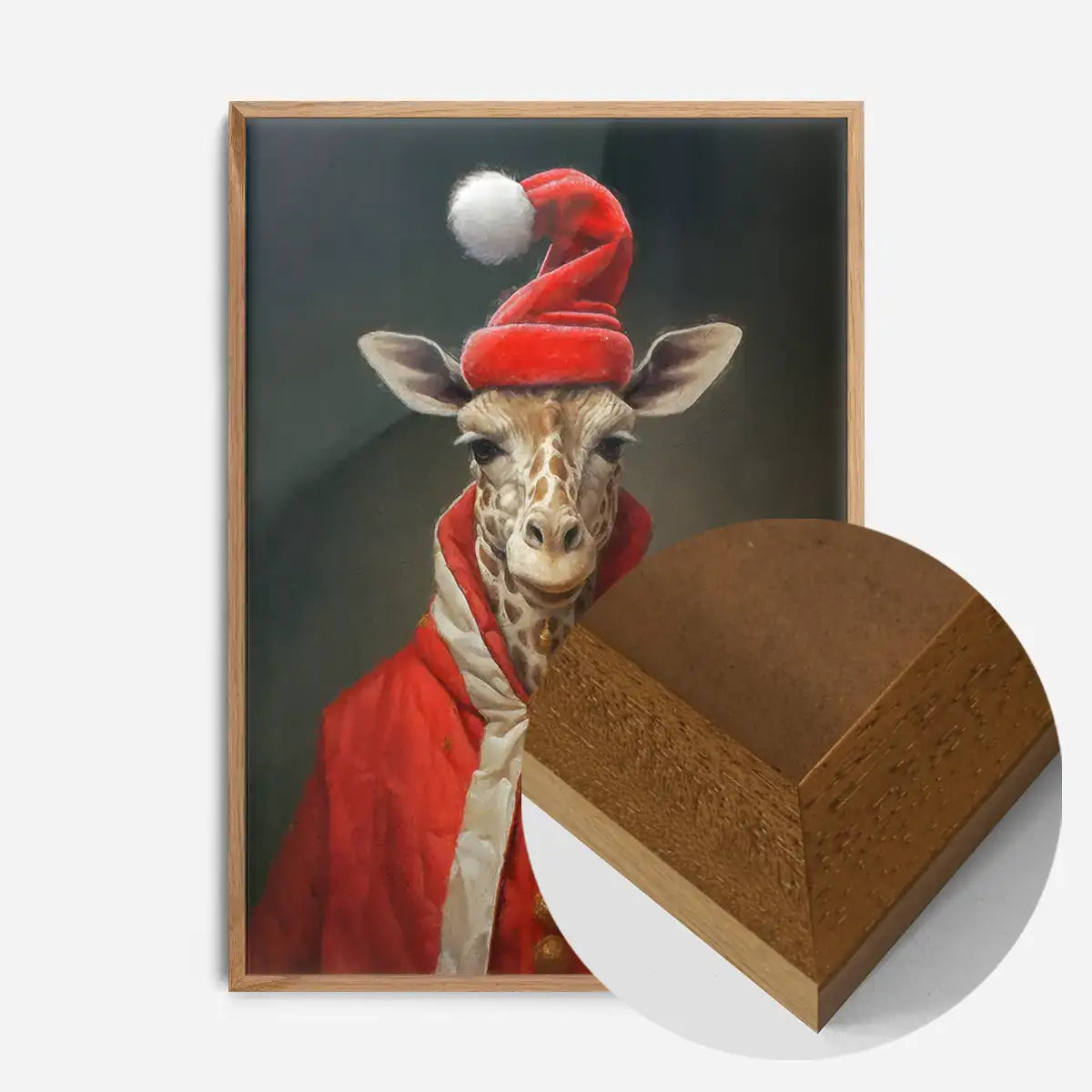 Christmas Giraffe Animal Portrait Print