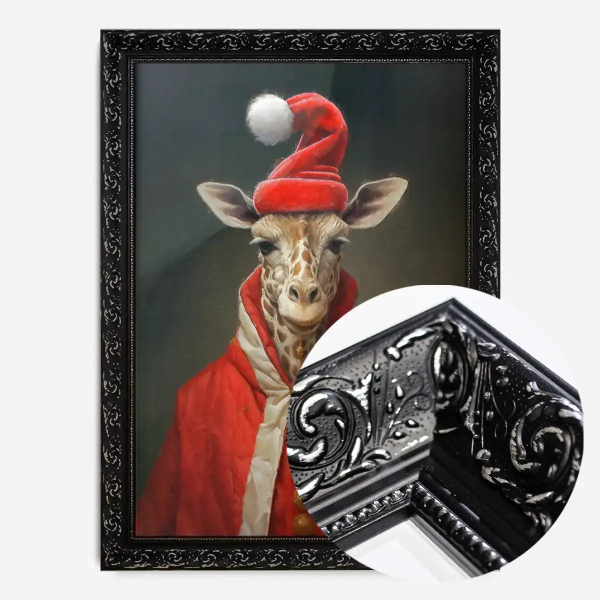 Christmas Giraffe Animal Portrait Print
