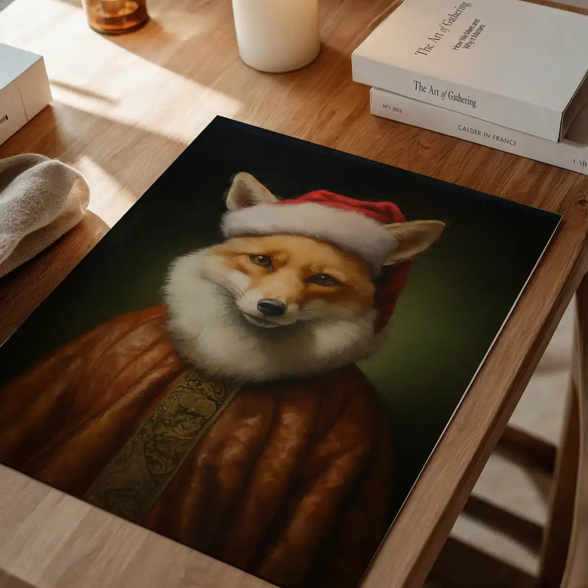 Christmas Fox Animal Portrait Print