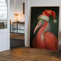 Christmas Flamingo Animal Portrait Print