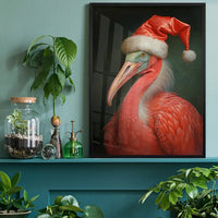 Christmas Flamingo Animal Portrait Print