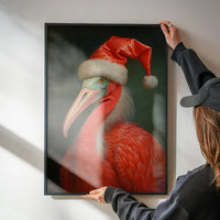 Christmas Flamingo Animal Portrait Print