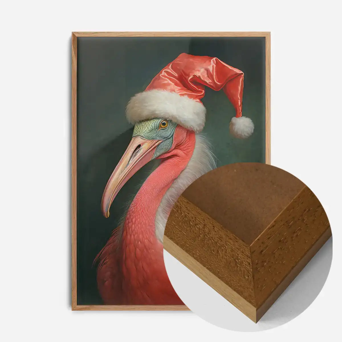 Christmas Flamingo Animal Portrait Print