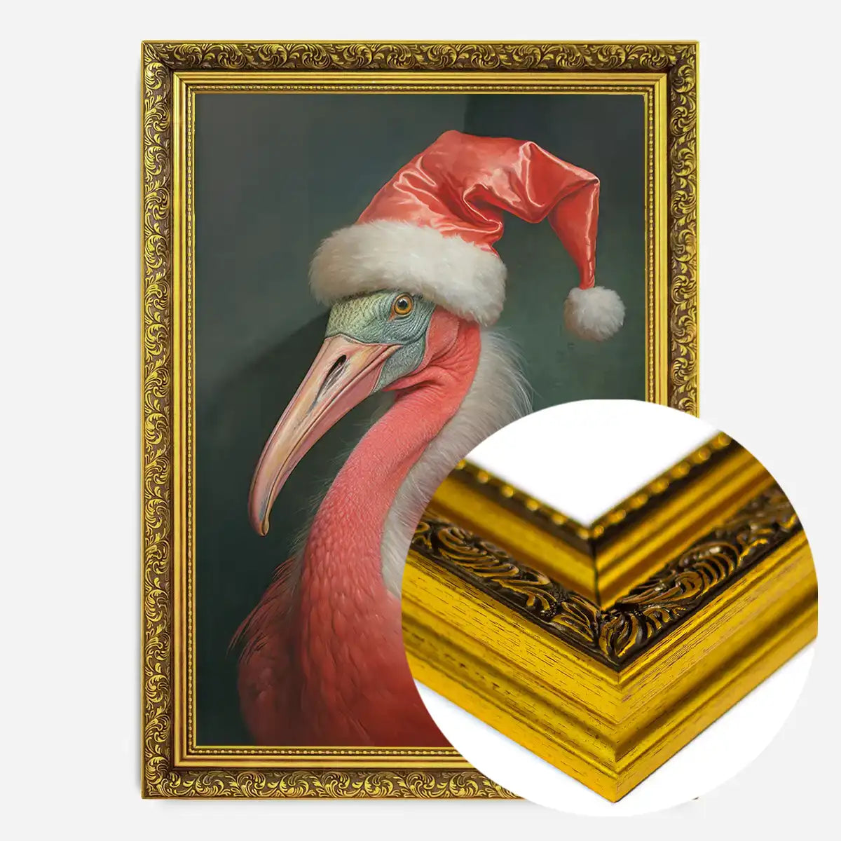 Christmas Flamingo Animal Portrait Print