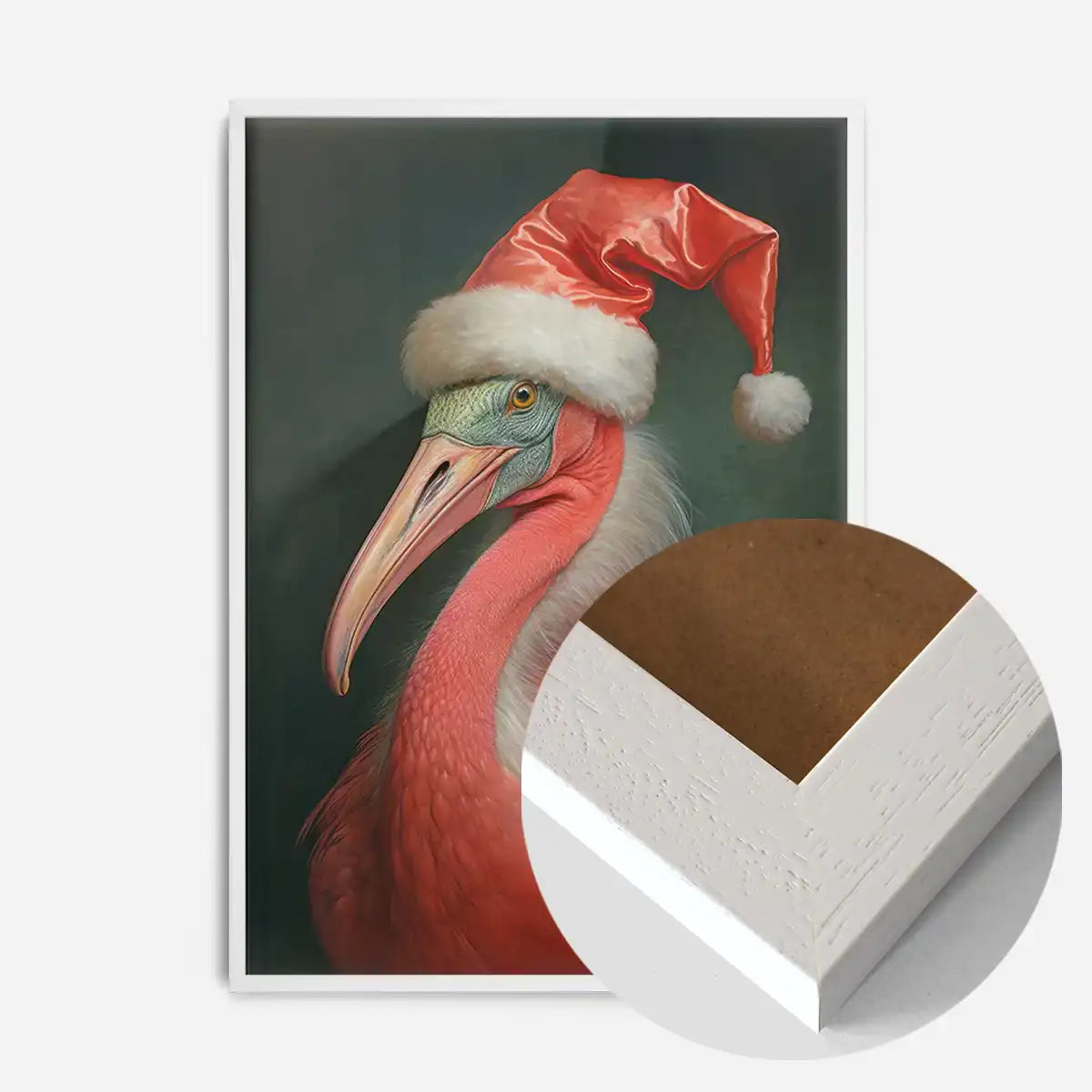 Christmas Flamingo Animal Portrait Print