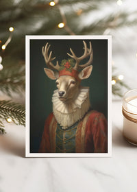 Lady Deer A6 Christmas Greetings Card