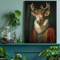 Christmas Reindeer Animal Portrait Print