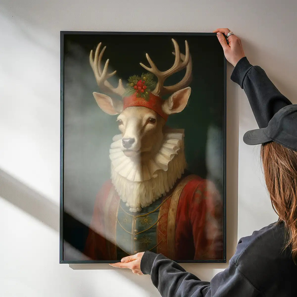 Christmas Reindeer Animal Portrait Print