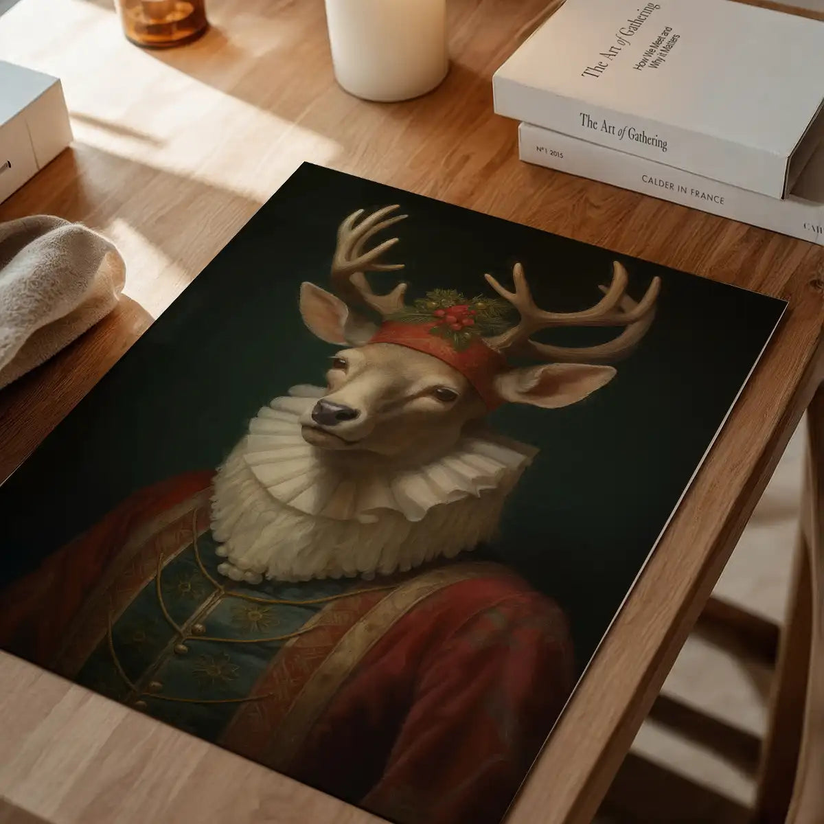 Christmas Reindeer Animal Portrait Print