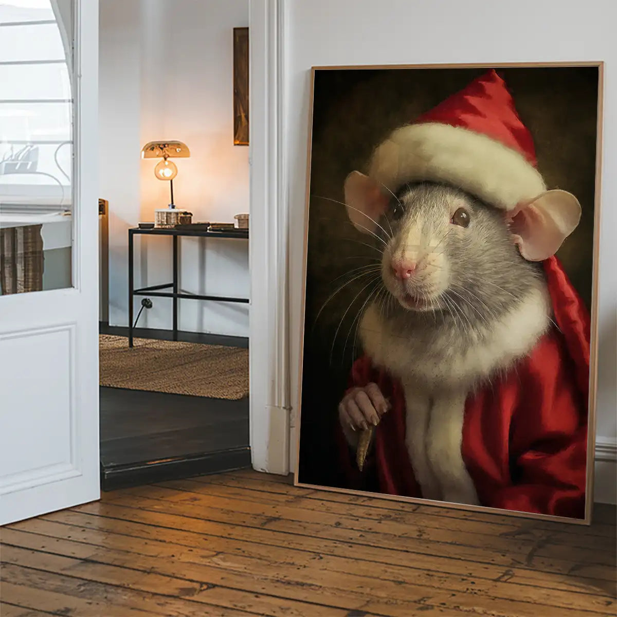 Christmas Rat Animal Portrait Print