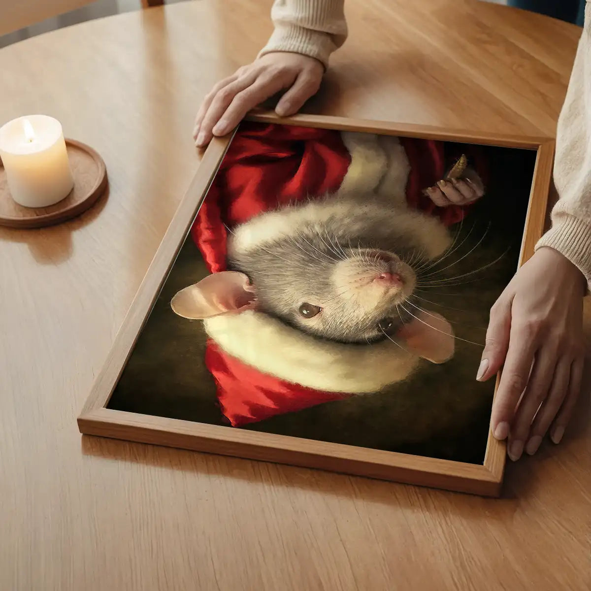 Christmas Rat Animal Portrait Print
