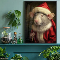Christmas Rat Animal Portrait Print