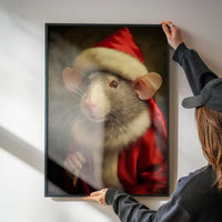 Christmas Rat Animal Portrait Print