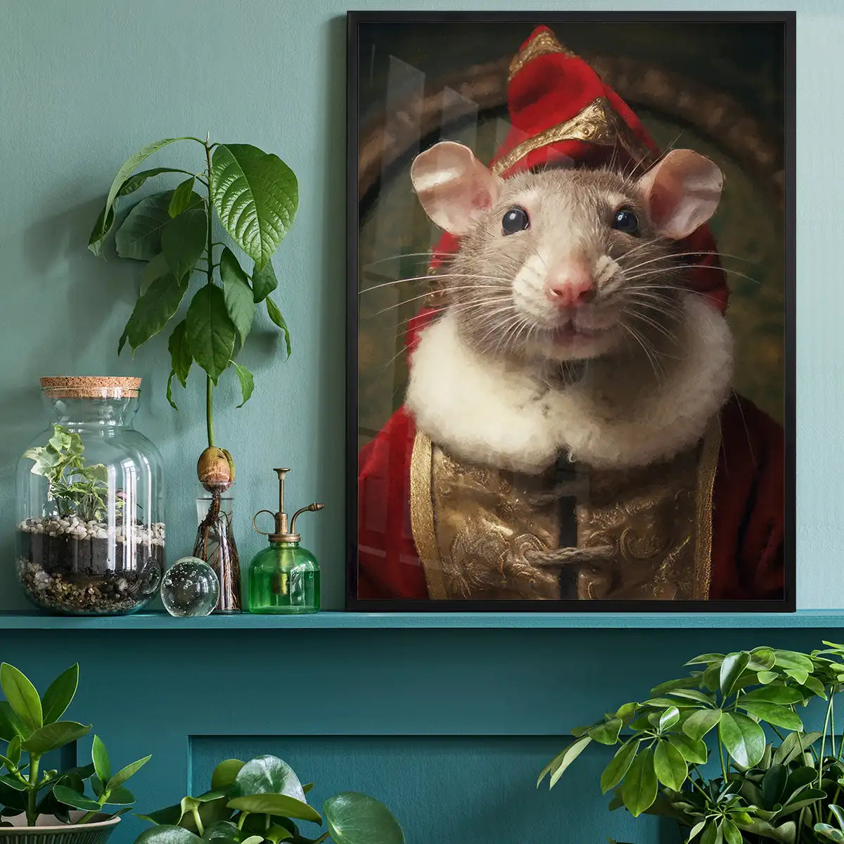 Christmas Mouse Animal Portrait Print