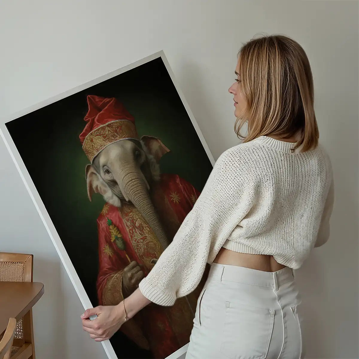 Christmas Elephant Animal Portrait Print