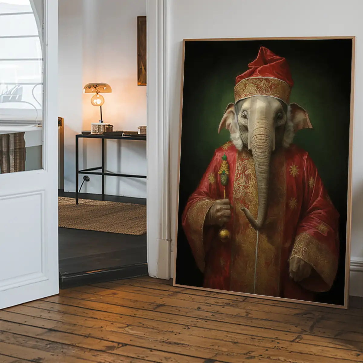 Christmas Elephant Animal Portrait Print