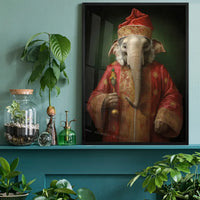 Christmas Elephant Animal Portrait Print