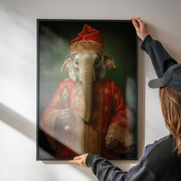 Christmas Elephant Animal Portrait Print