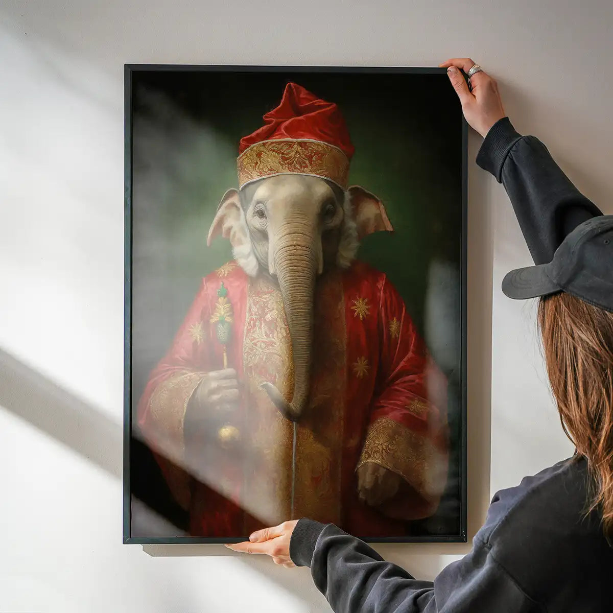 Christmas Elephant Animal Portrait Print