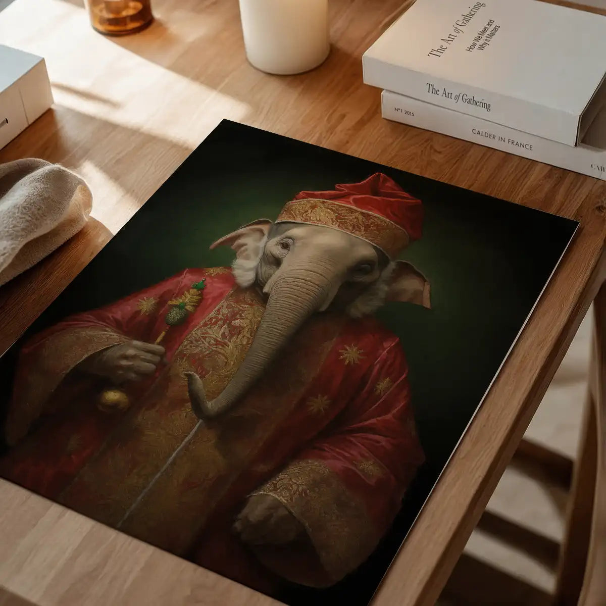 Christmas Elephant Animal Portrait Print