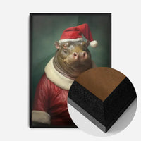 Christmas Hippo Animal Portrait Print
