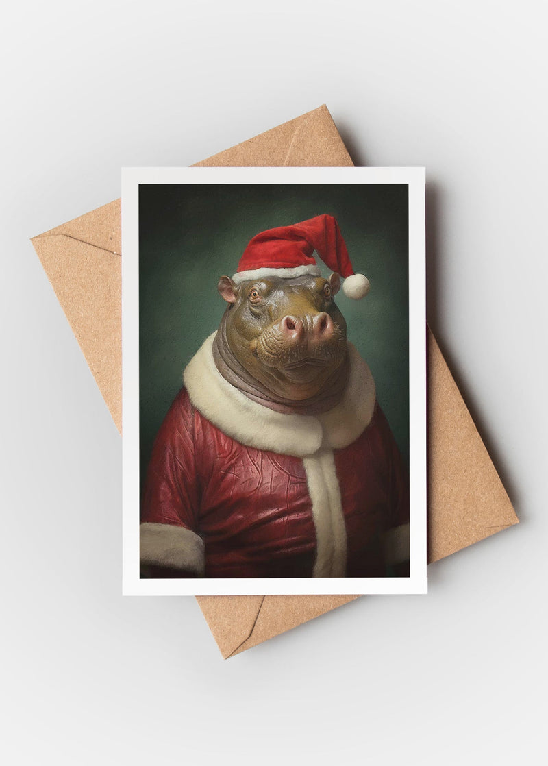 Christmas Hippo A6 Christmas Greetings Card