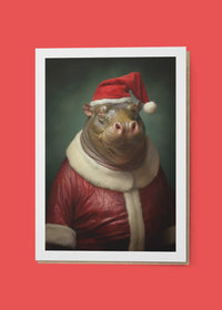 Christmas Hippo A6 Christmas Greetings Card