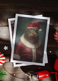 Christmas Hippo A6 Christmas Greetings Card