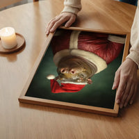 Christmas Hippo Animal Portrait Print