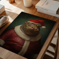 Christmas Hippo Animal Portrait Print