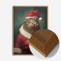 Christmas Hippo Animal Portrait Print