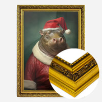 Christmas Hippo Animal Portrait Print