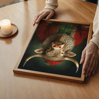 Christmas Bull Animal Portrait Print
